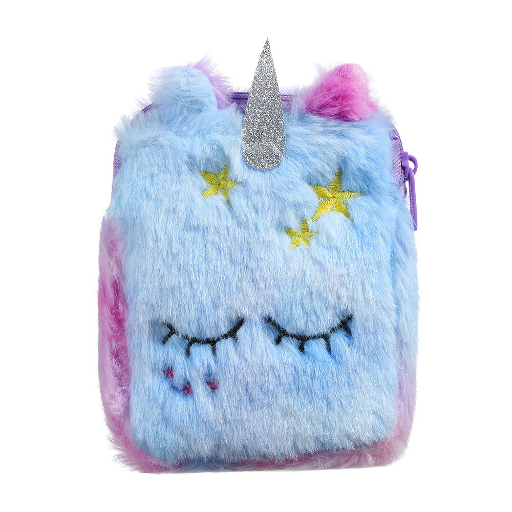 Wholesale Children's Plush Unicorn Shoulder Bag Crossbody Bag Zero Wallet
