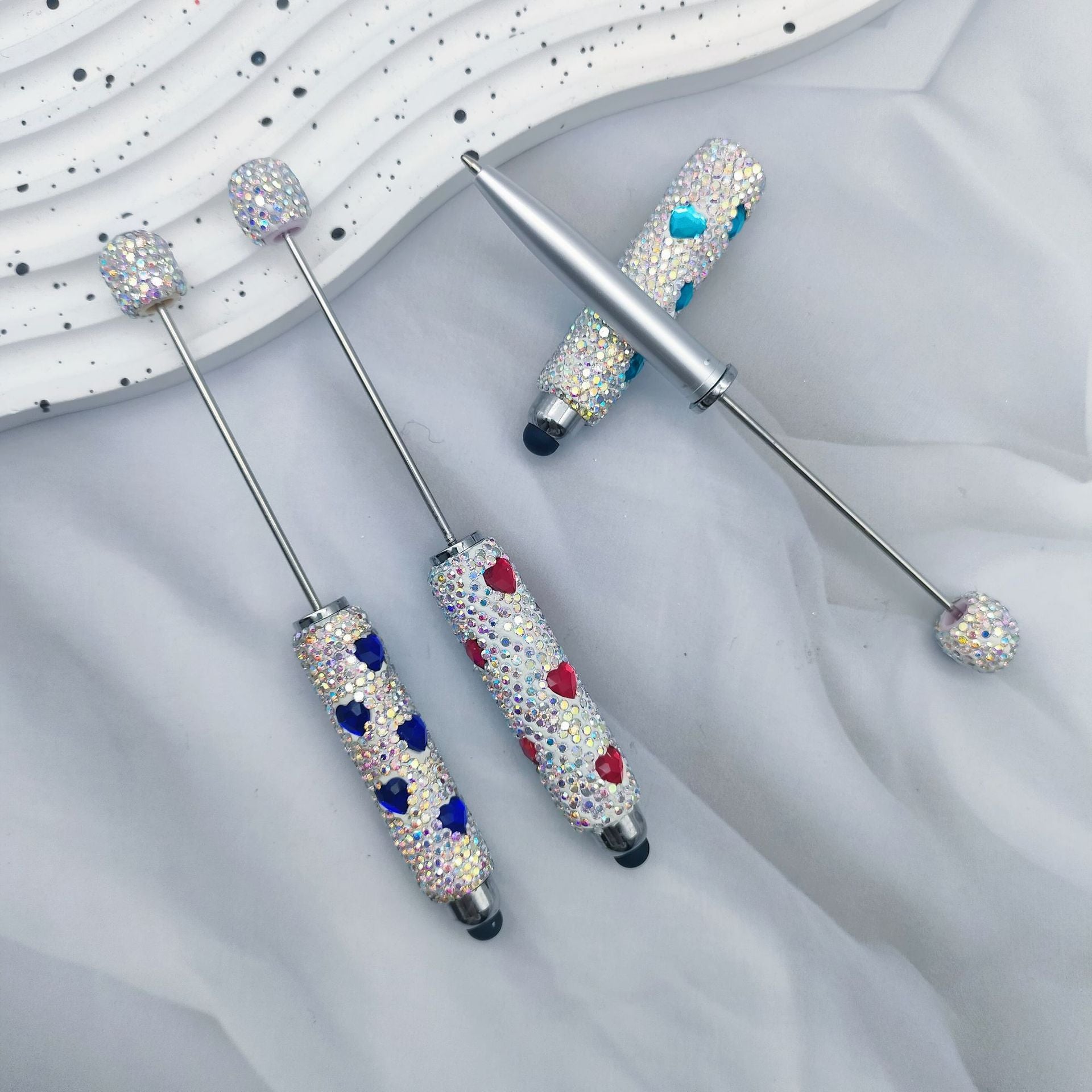 Wholesale 2pcs DIY Touchscreen Rhinestone Heart Beadable Pens