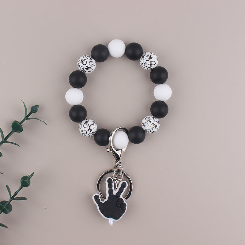 Wholesale Men's Gesture Keychain Silicone Bead Bracelet