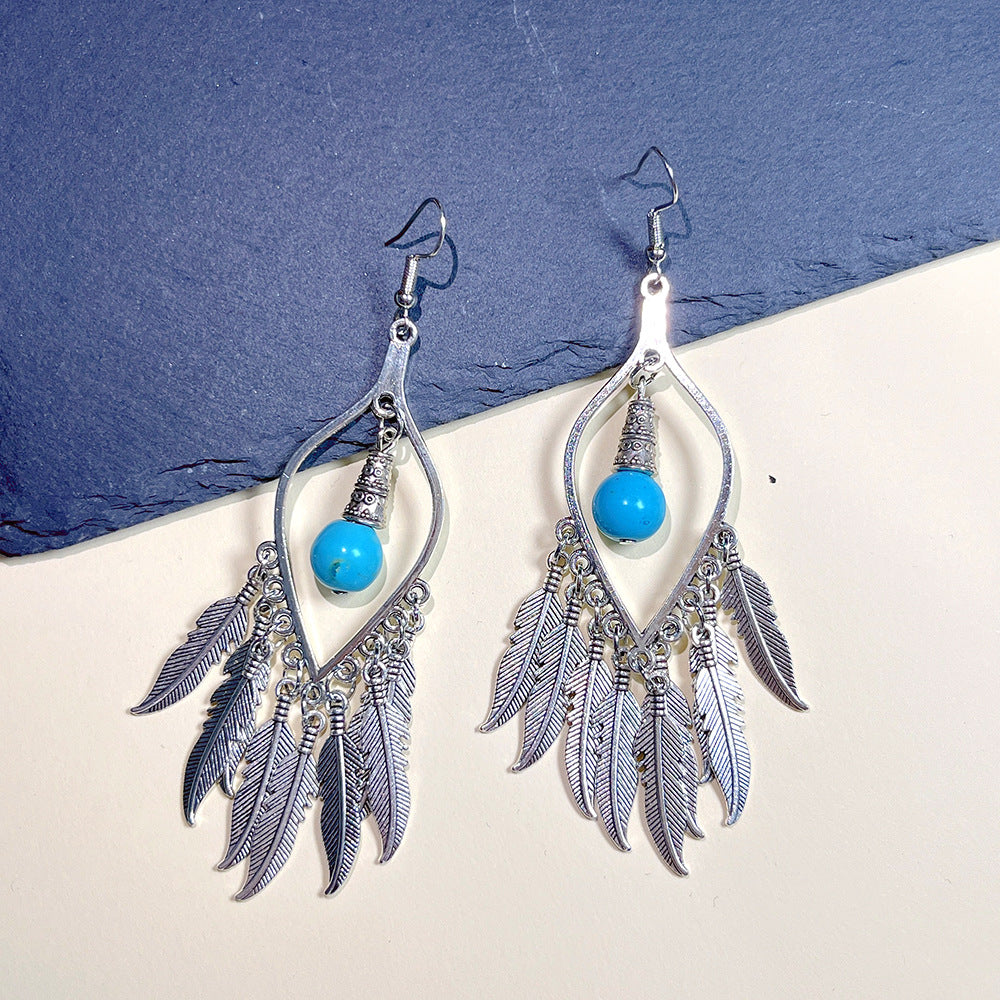 Wholesale Antique Silver Bohemian Earrings Long Metal Earrings