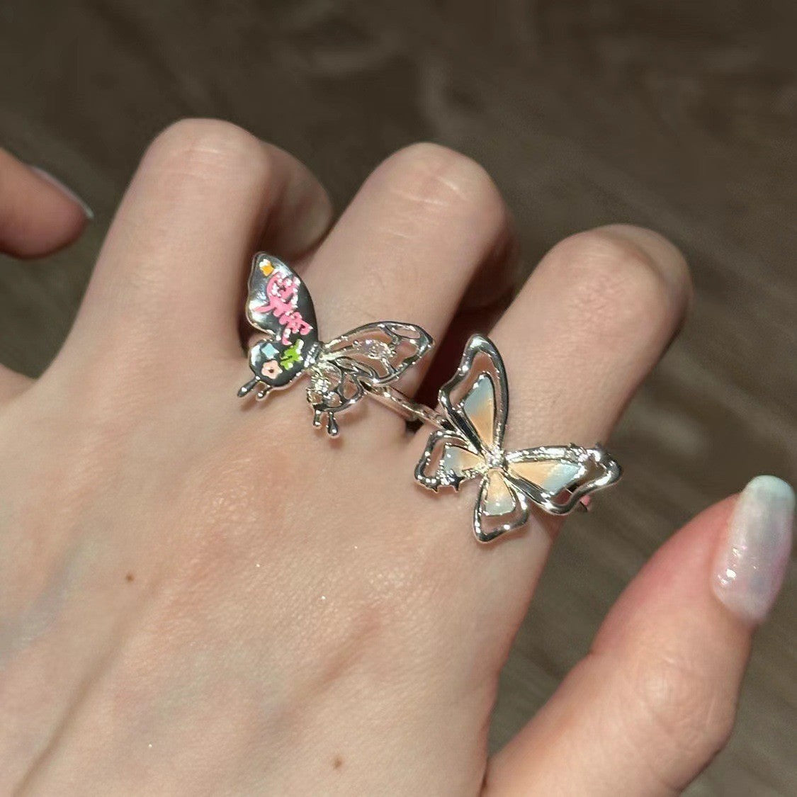 Wholesale Colorful Hollow Stereo Butterfly Ring