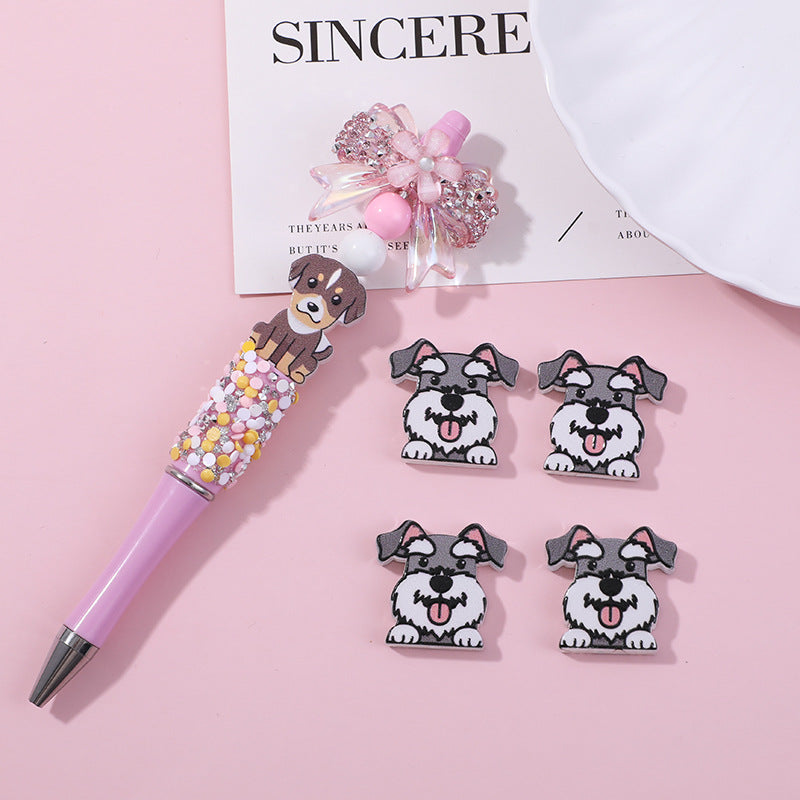 Wholesale 10pcs Through-hole double-sided cartoon pet puppy DIY beads