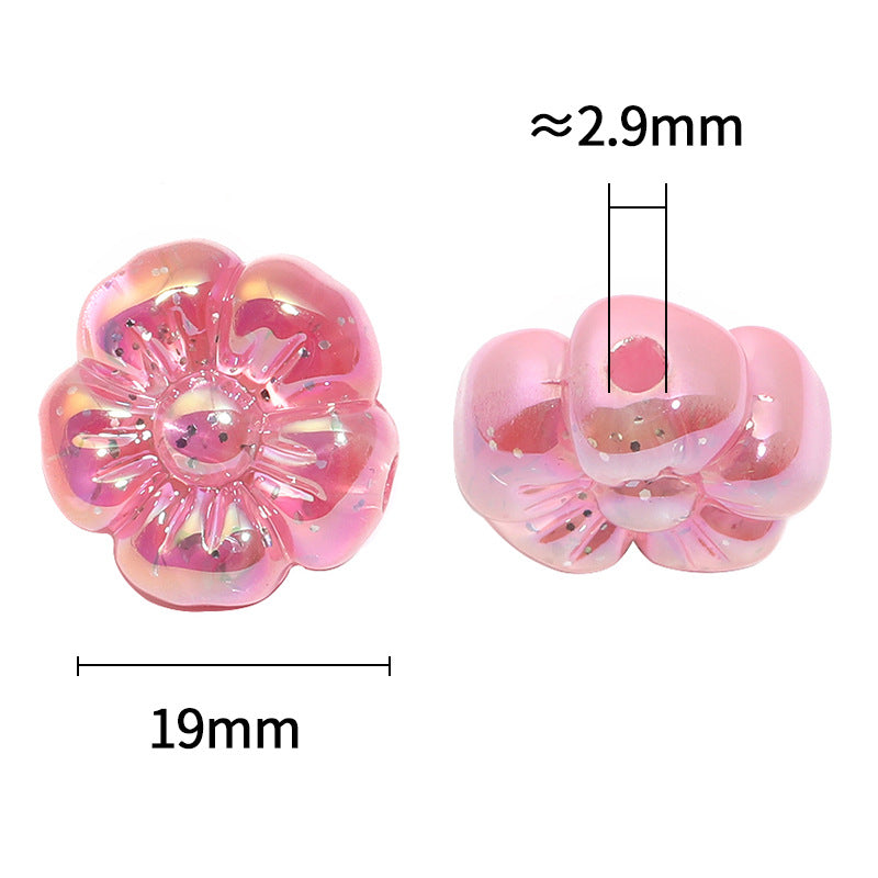 Wholesale 100pcs Translucent sequin five-petal flower UV-plated acrylic flower beads