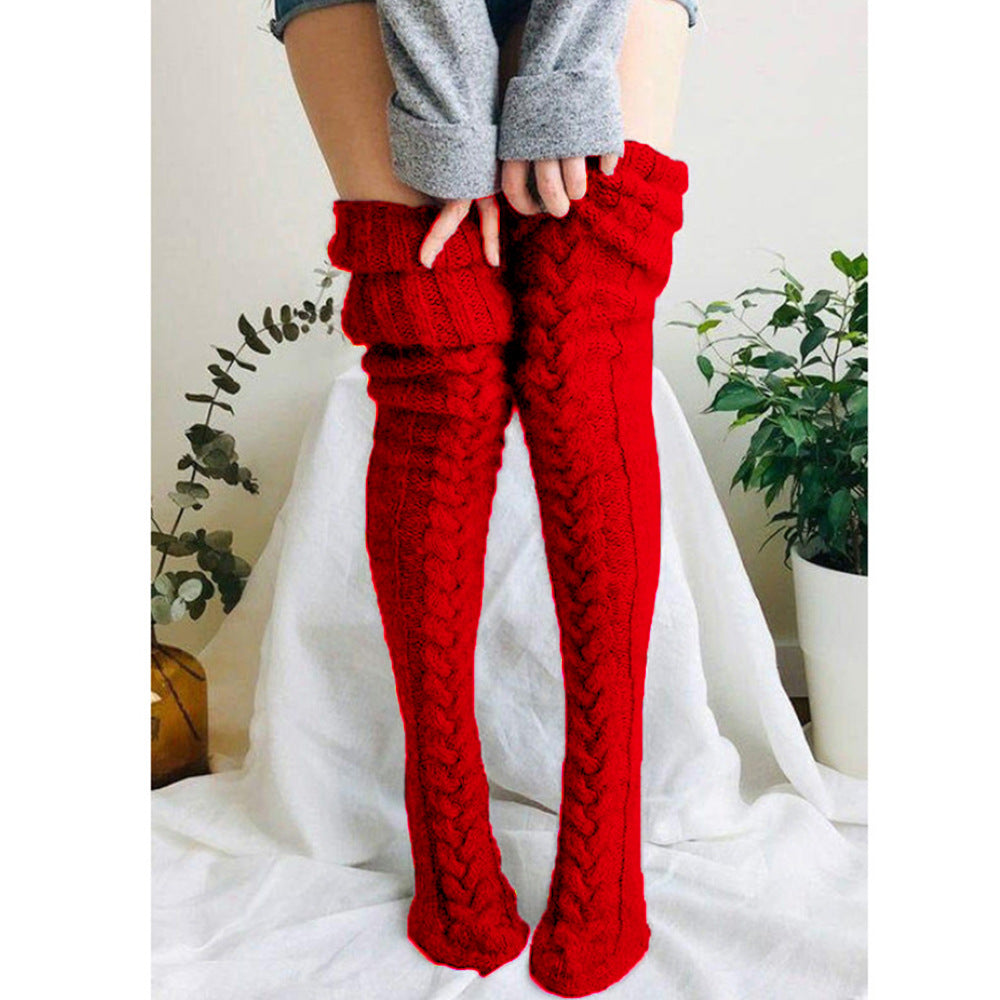 Wholesale Autumn and Winter Woolen Warm Foot Covers Solid Color Thick Stockings Pile Socks
