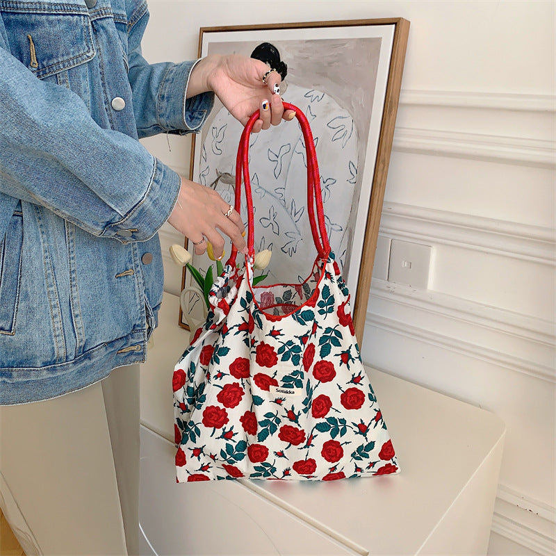Wholesale Large Capacity Cotton Floral Handbag Shoulder Bag