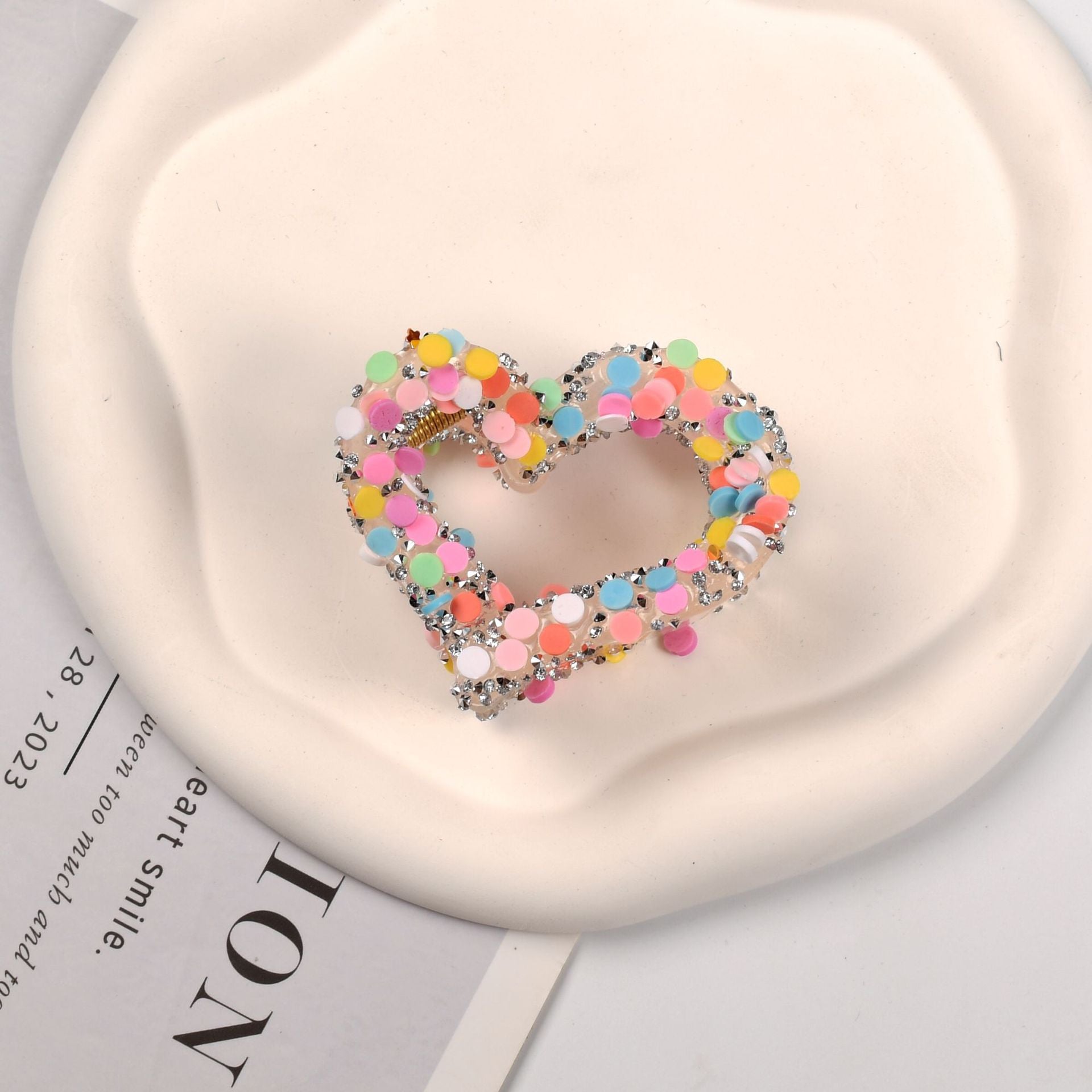 Wholesale jelly water fat love ponytail clip fashion sweet hairpin Valentine's Day heart sparkling heart clip