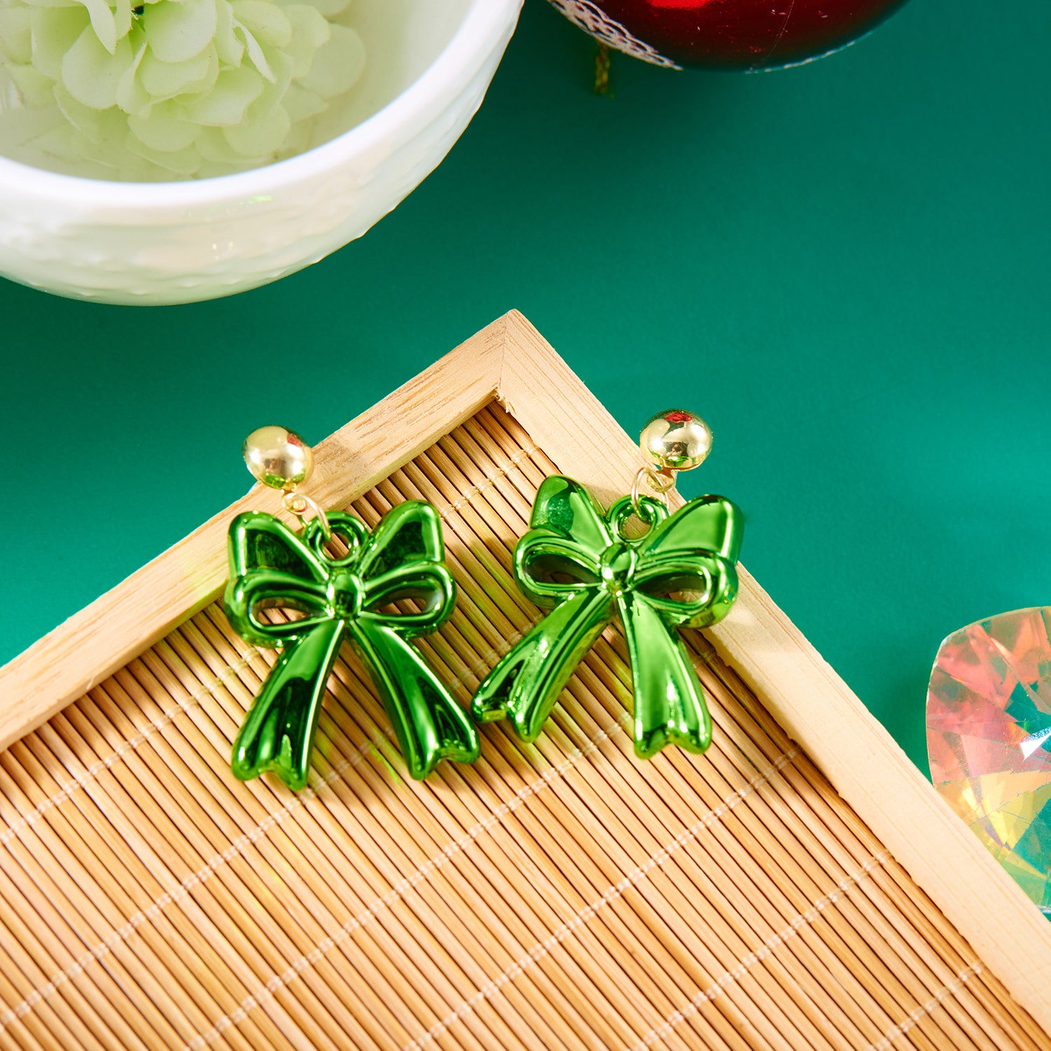 Wholesale Colorful geometric Christmas earrings triangle earrings