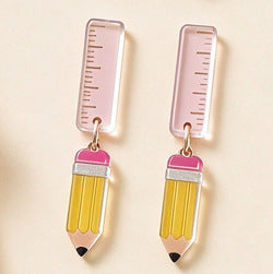 Wholesale Chic 2D Acrylic Spliced Earrings Teacher Appreciation Graduation Stationery Theme Cute Jewelry Accessory For Party Boutique Resale