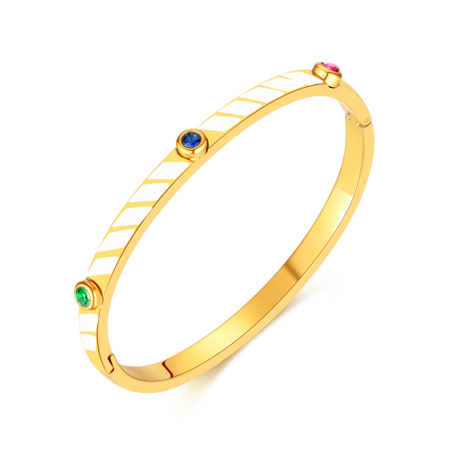 Wholesale Titanium Steel Candy Color Stripes Inlaid Zircon Stainless Steel Bracelet