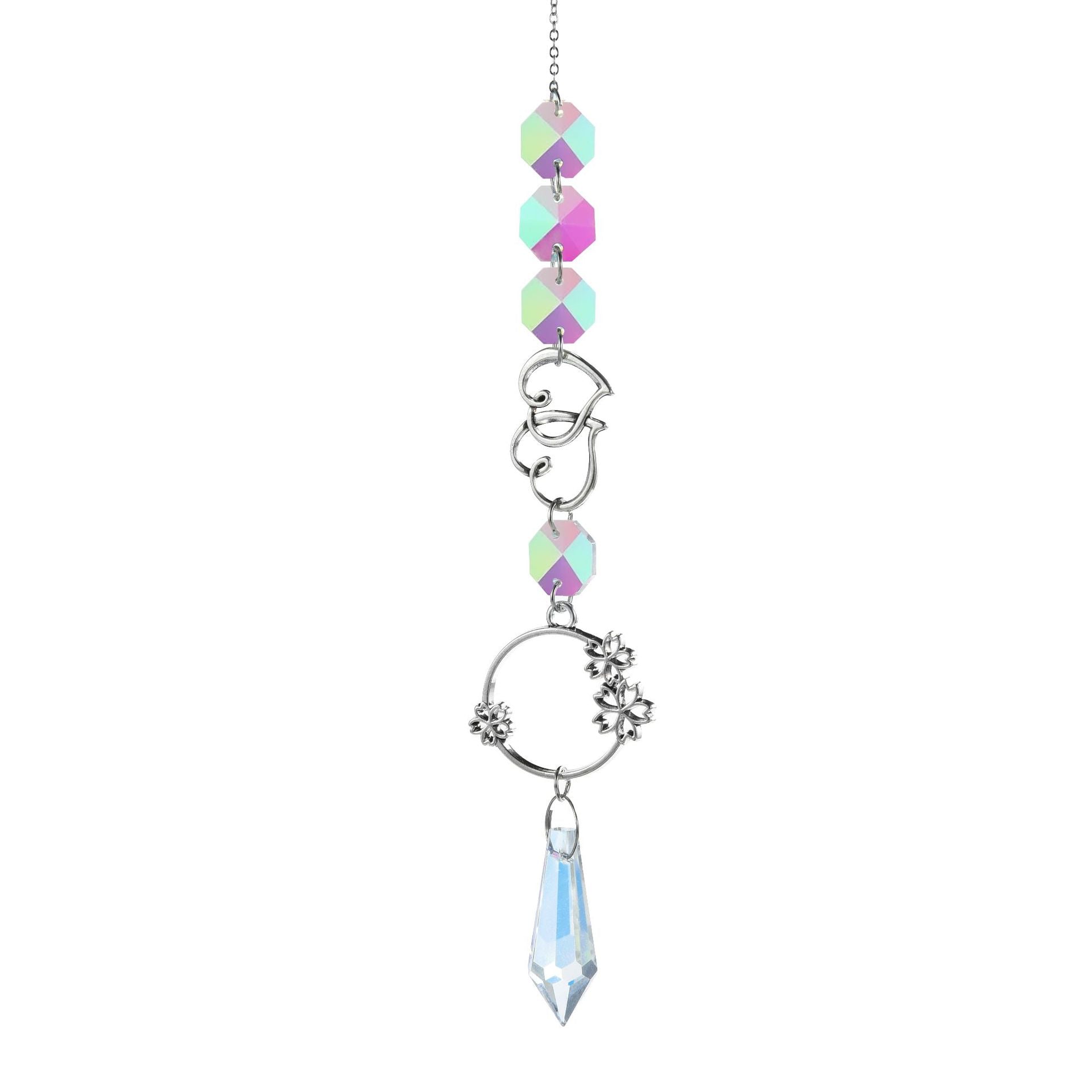 Wholesale silver series crystal wind chimes stars moon sun catcher