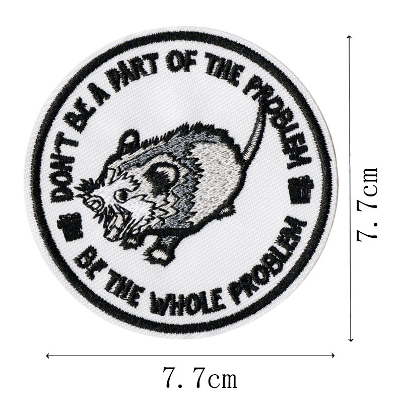 Wholesale Rock punk style embroidered crow skull flame patch