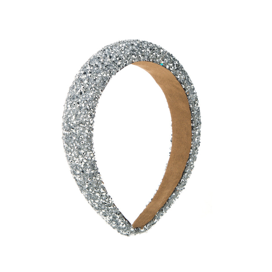 Wholesale New fashion hair pressure non-slip pure handmade sponge wide edge inlaid small rhinestone increased cranial top hair accessories women's headband