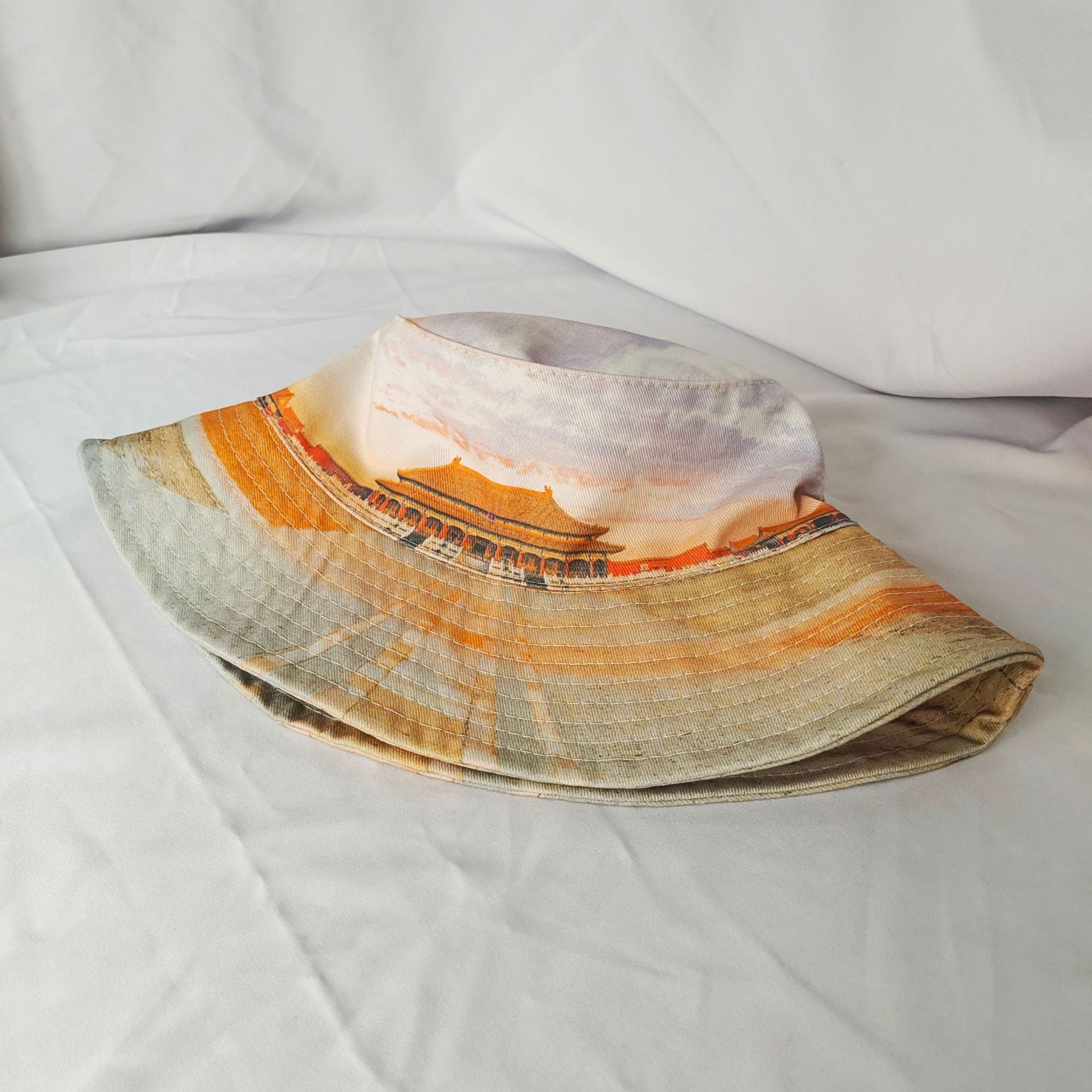 Algodón al por mayor Sombrero de cubo de patrón de la ciudad de la ciudad