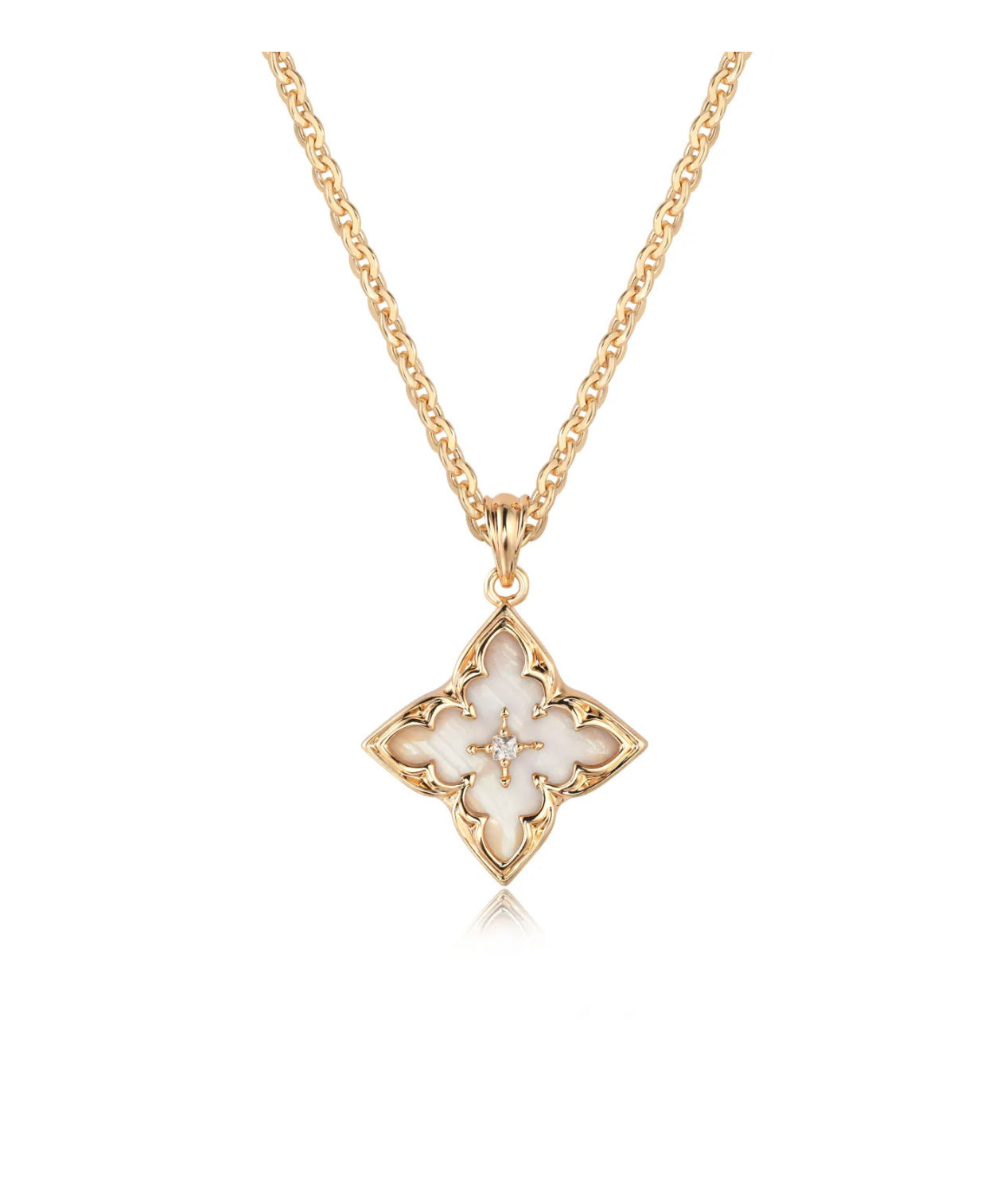 Wholesale Lucky Clover Square Crystal Zircon Pendant Necklace