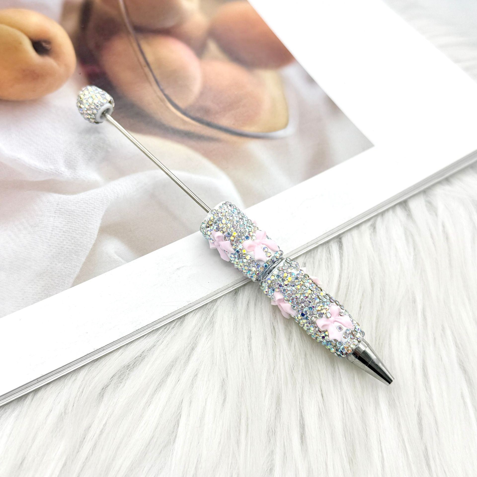 Wholesale 2pcs DIY Bow Full Rhinestone Beaded Pen Valentine' s Day Gift Pen