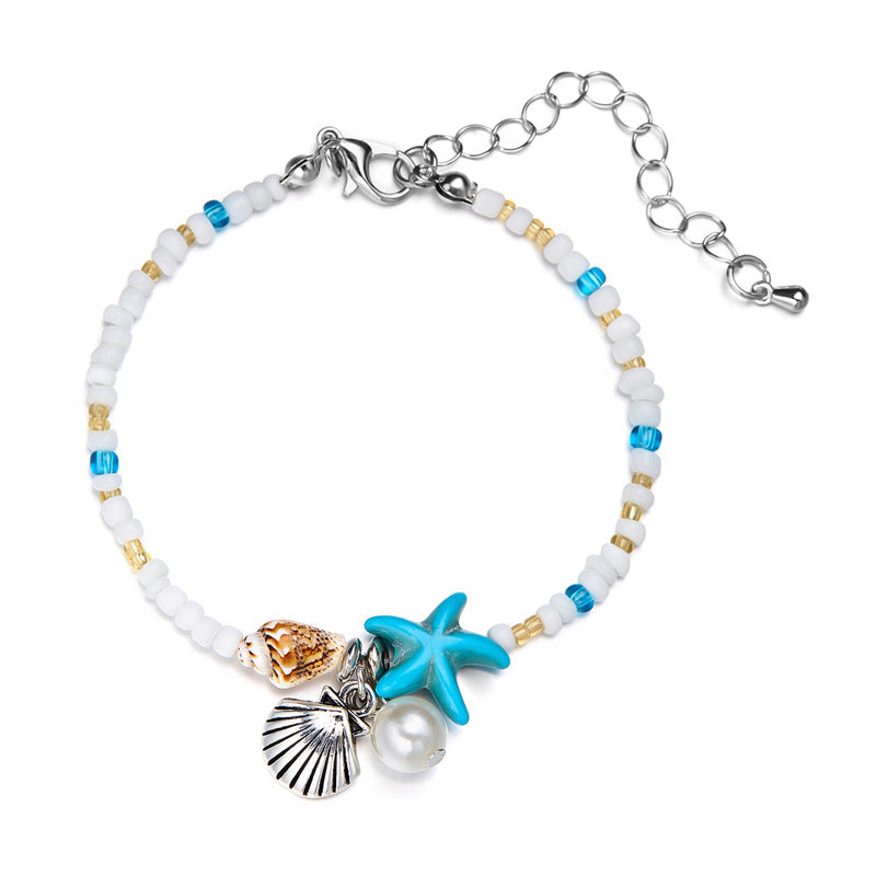 Wholesale Bohemian Wind Starfish Seashell Conch Rice Beads Bracelet