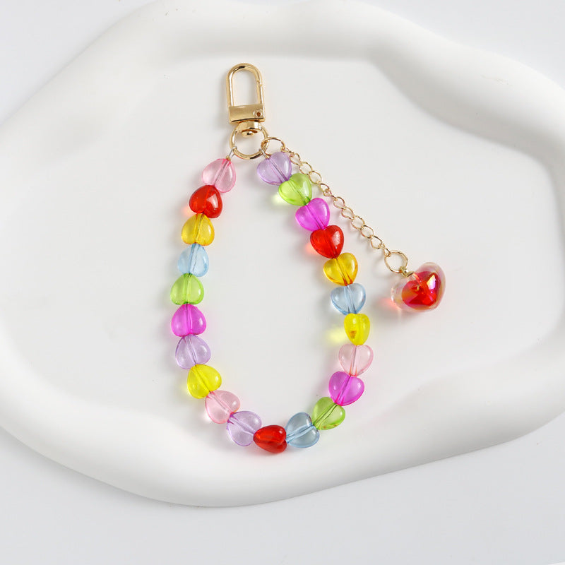Llaves acrílicos de corazones coloridos con cuentas al por mayor