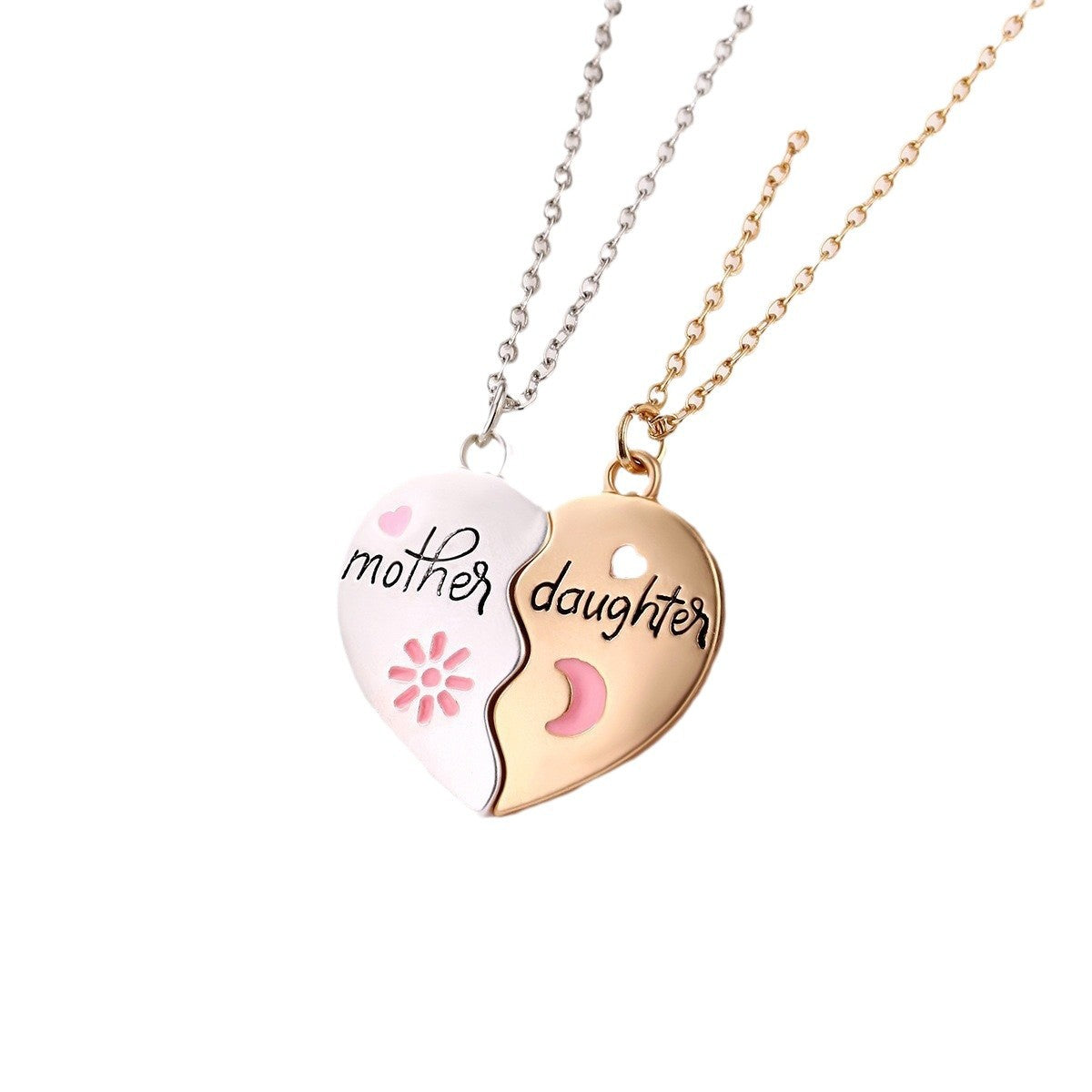 Wholesale Mother' s Day Parent Child Alloy Drip Oil Necklace