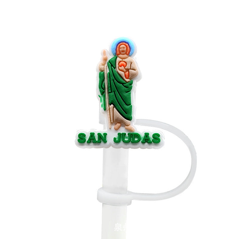 Wholesale of 10pcs God Cross Silicone Dustproof Straw Stoppers