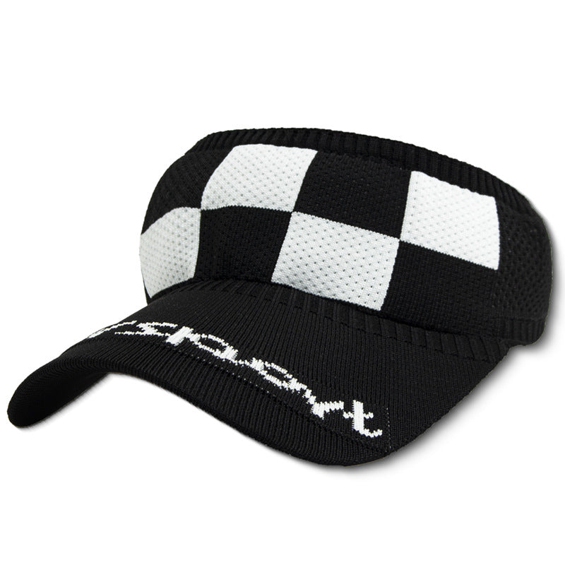 Wholesale Empty Top Hat Sun Protection Breathable Plaid Polyester Sun Hat