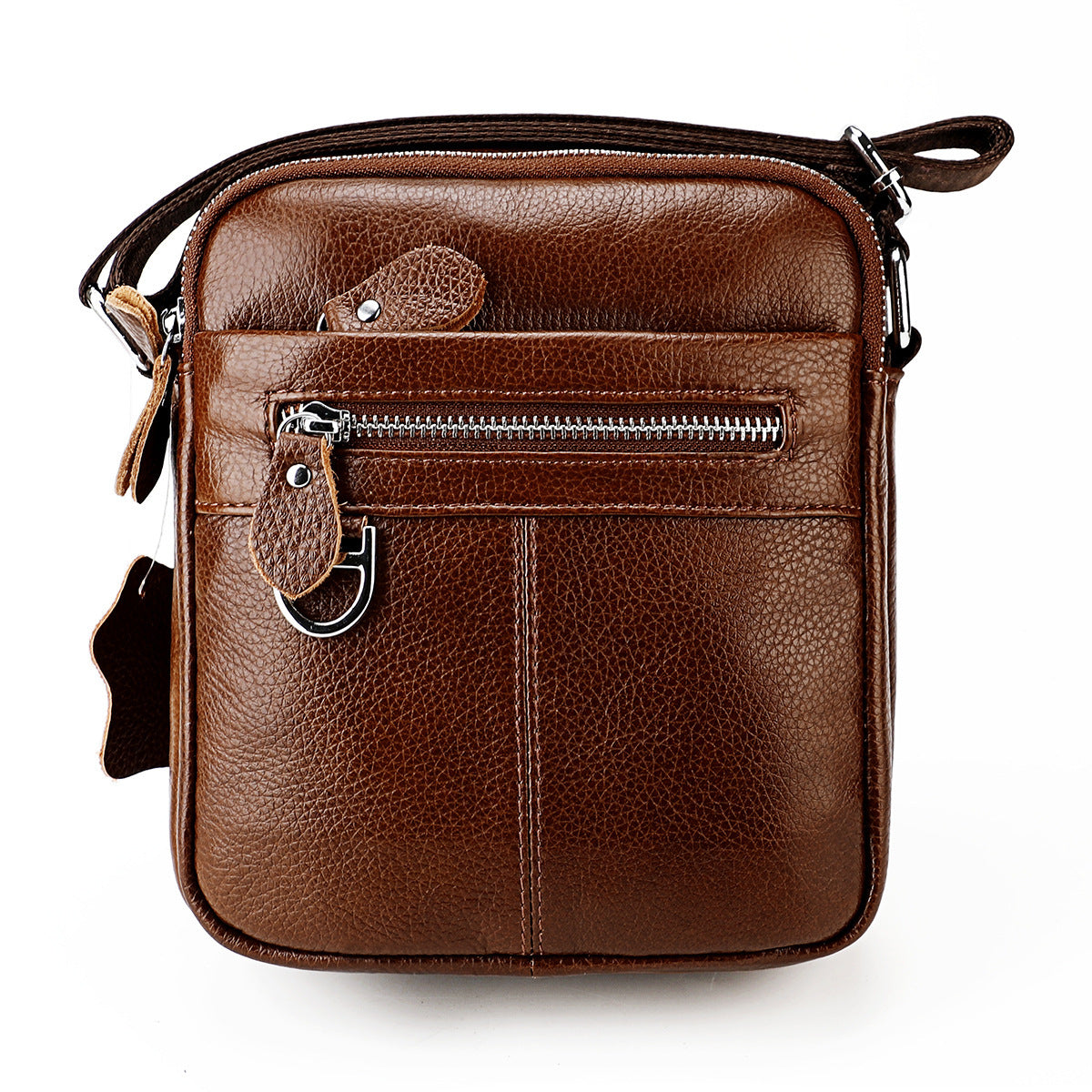 Wholesale men' s large capacity genuine leather shoulder bag messenger bag