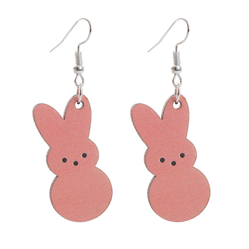 Wholesale Easter rabbit Flower Basket Cute Wood Earrings