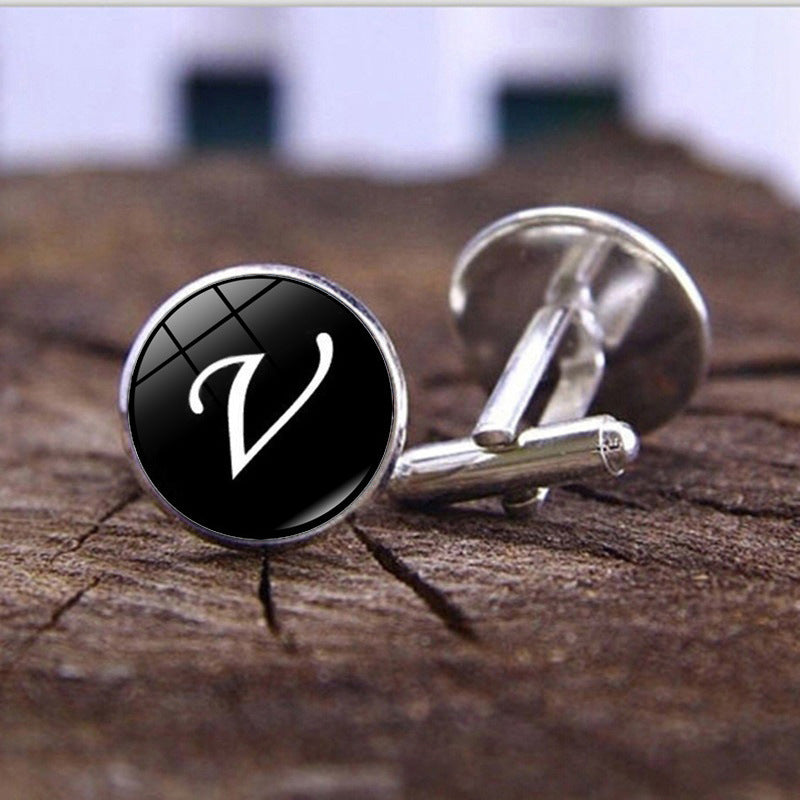 Wholesale Alloy 26 English Letters Time Gemstone Men's Cufflinks