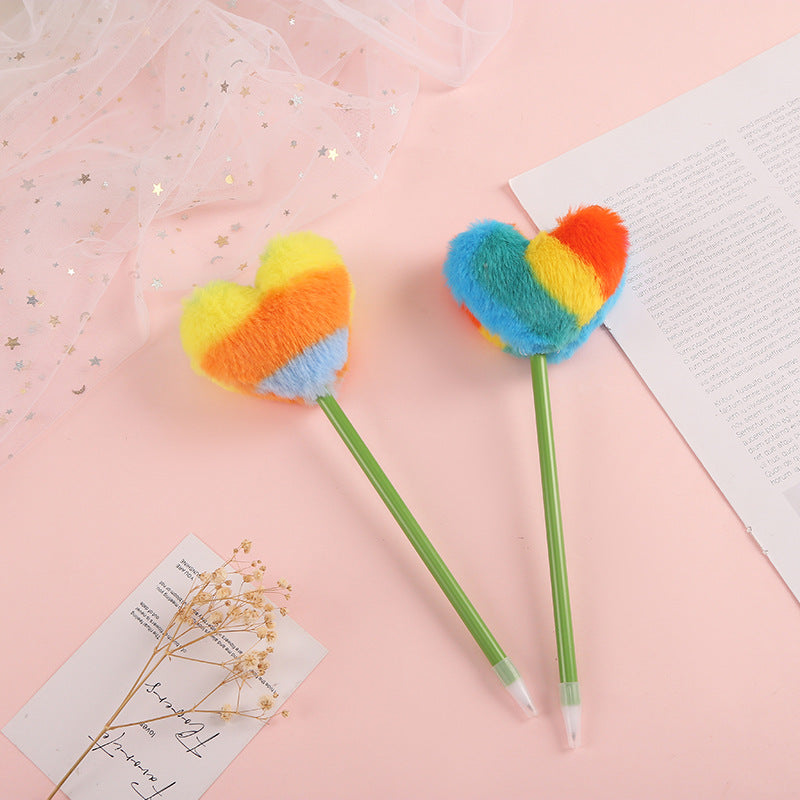 Wholesale Love Fur Ball Colorful Plush Ballpoint Pen