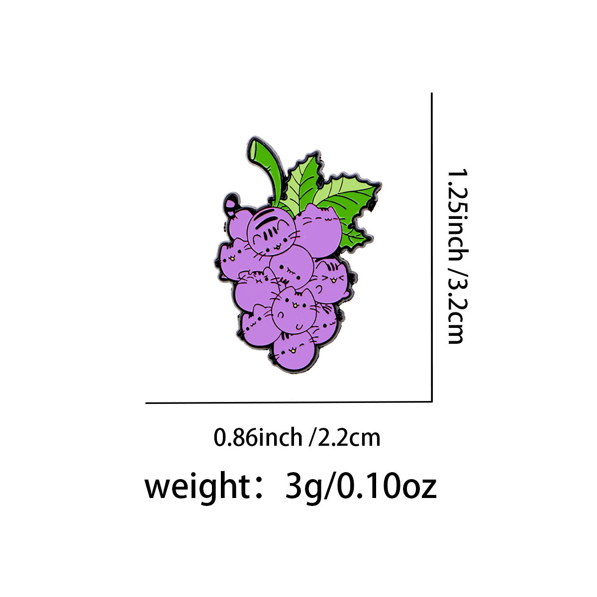 Wholesale Cartoon grape cat brooch cartoon metal badge