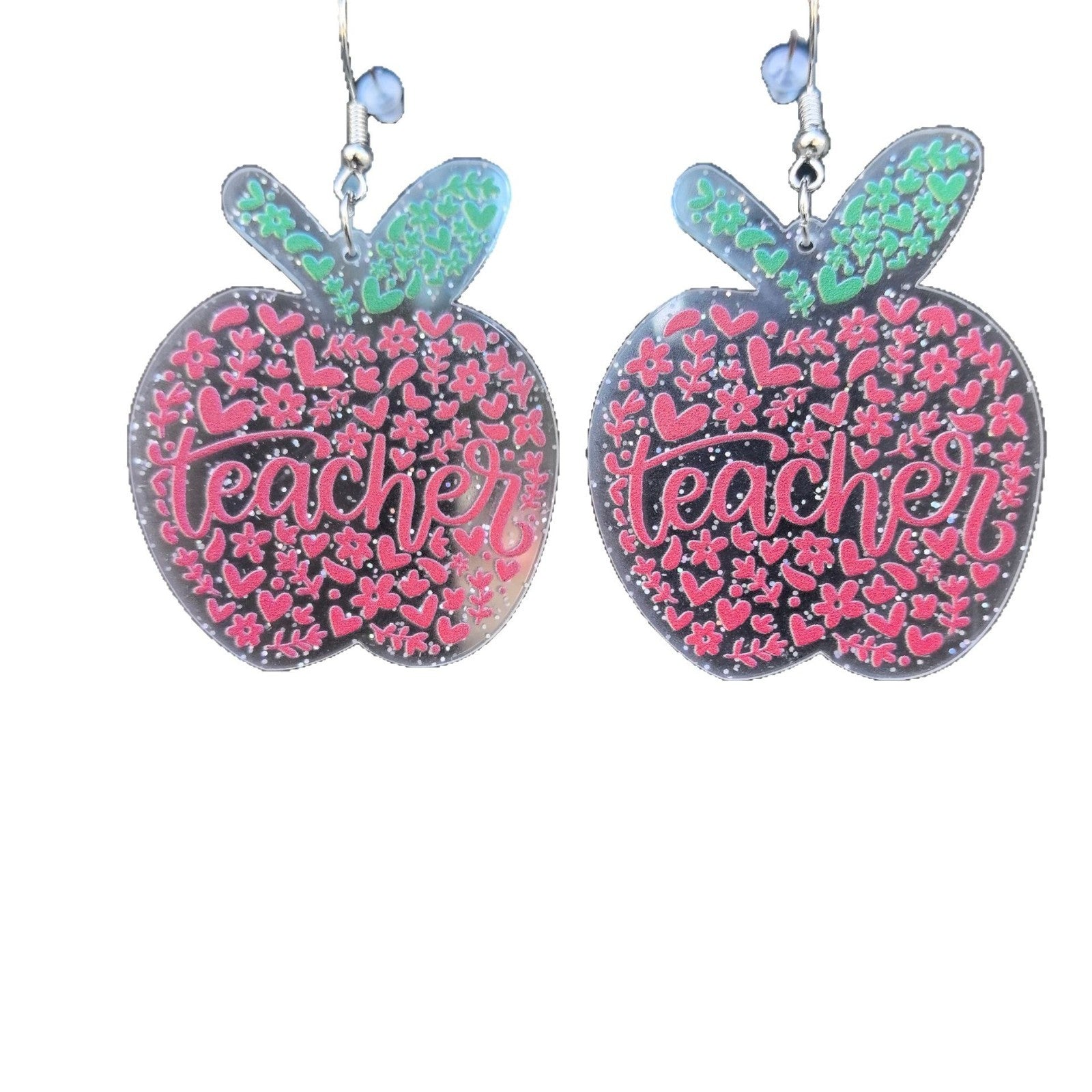 Wholesale 2PCS/Pack School Season Graduation Season Acrylic Earrings Apple English Letter Sweet Holiday Gift Earrings