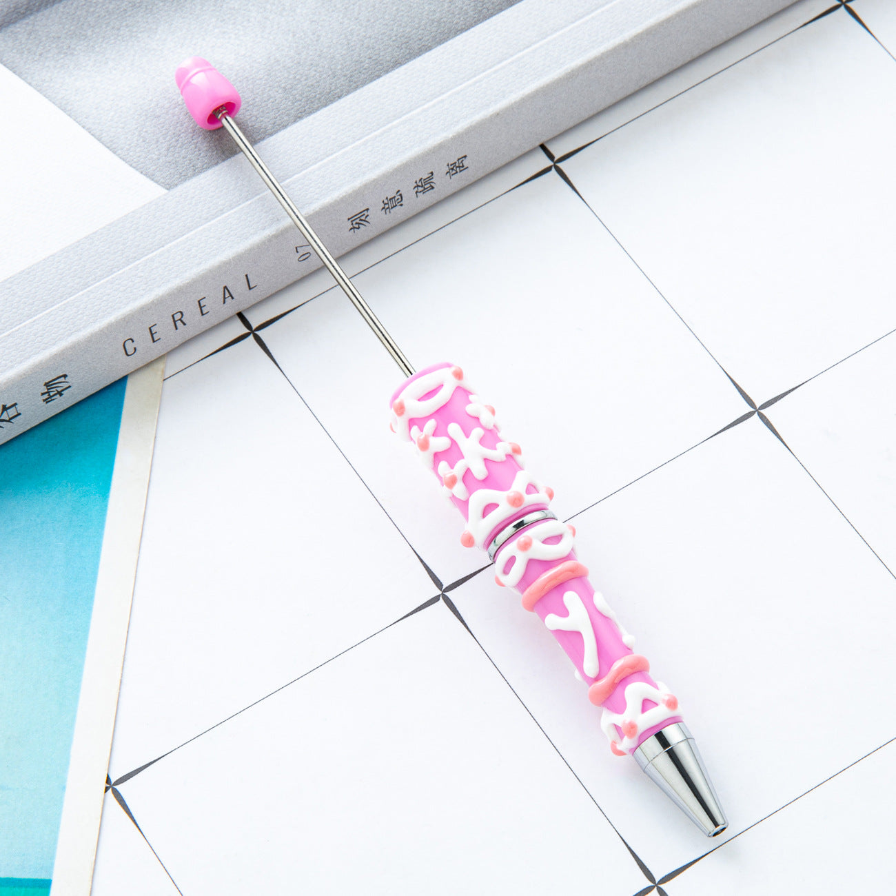 Wholesale Creative cream glue hand-painted beaded pen diy hand-painted oil ball point pen Macaron cream cute pen