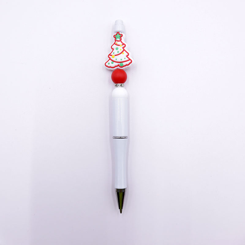 Wholesale Cartoon Christmas Tree Handmade Silicone Bead Pen Plastic Ball Point Pen