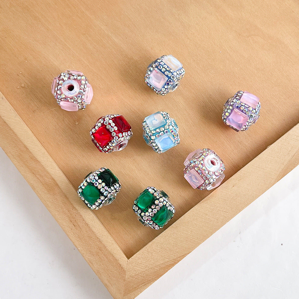 Wholesale 20pcs Colorful Full-Diamond Square Lantern Crystal Beads