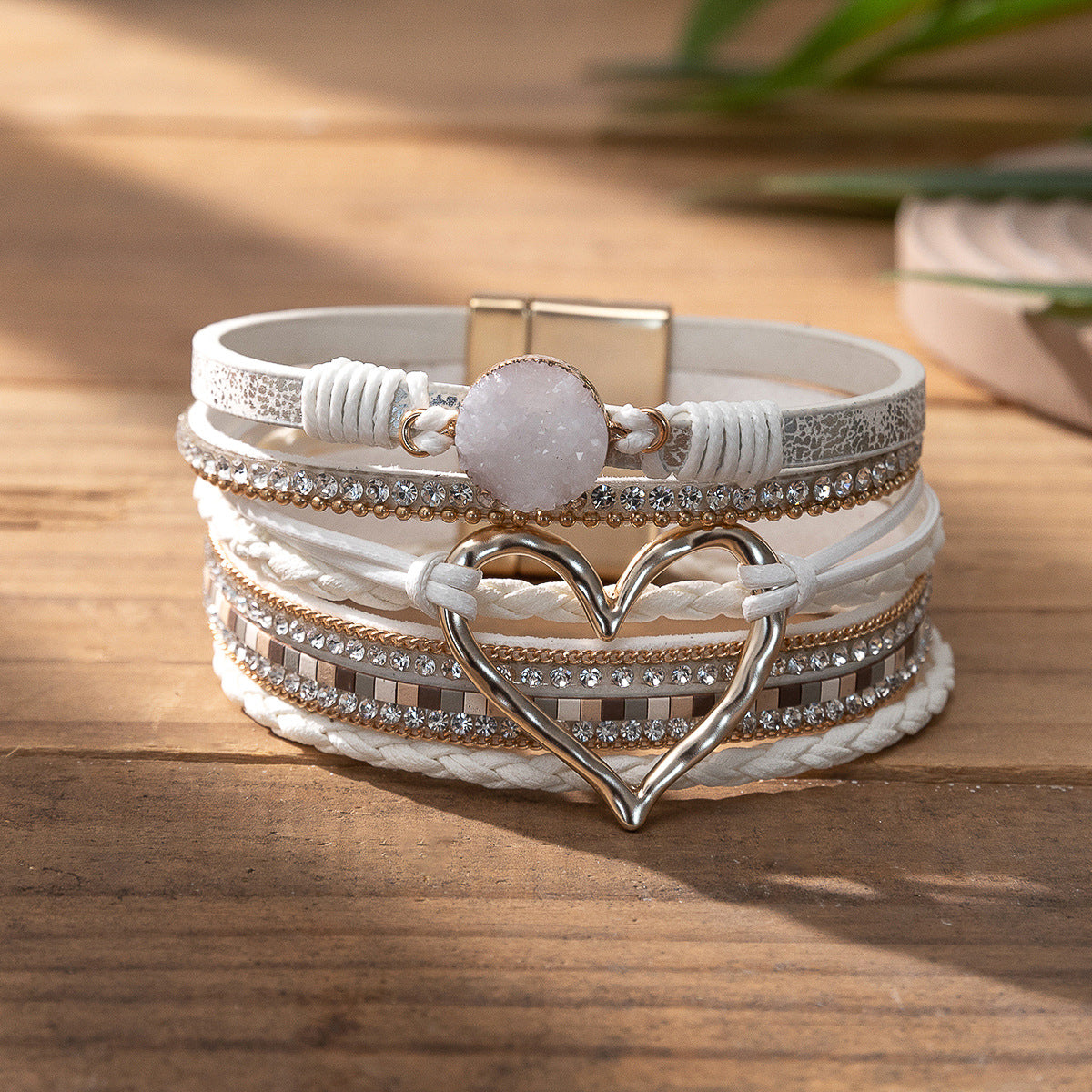 Wholesale Bohemian Love Weaving Diamond Set Bracelet Layered Bracelet Set