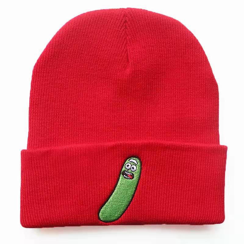 Wholesale Cucumber Cute Knitted Funny Anime Embroidered Hip Hop Winter Hat