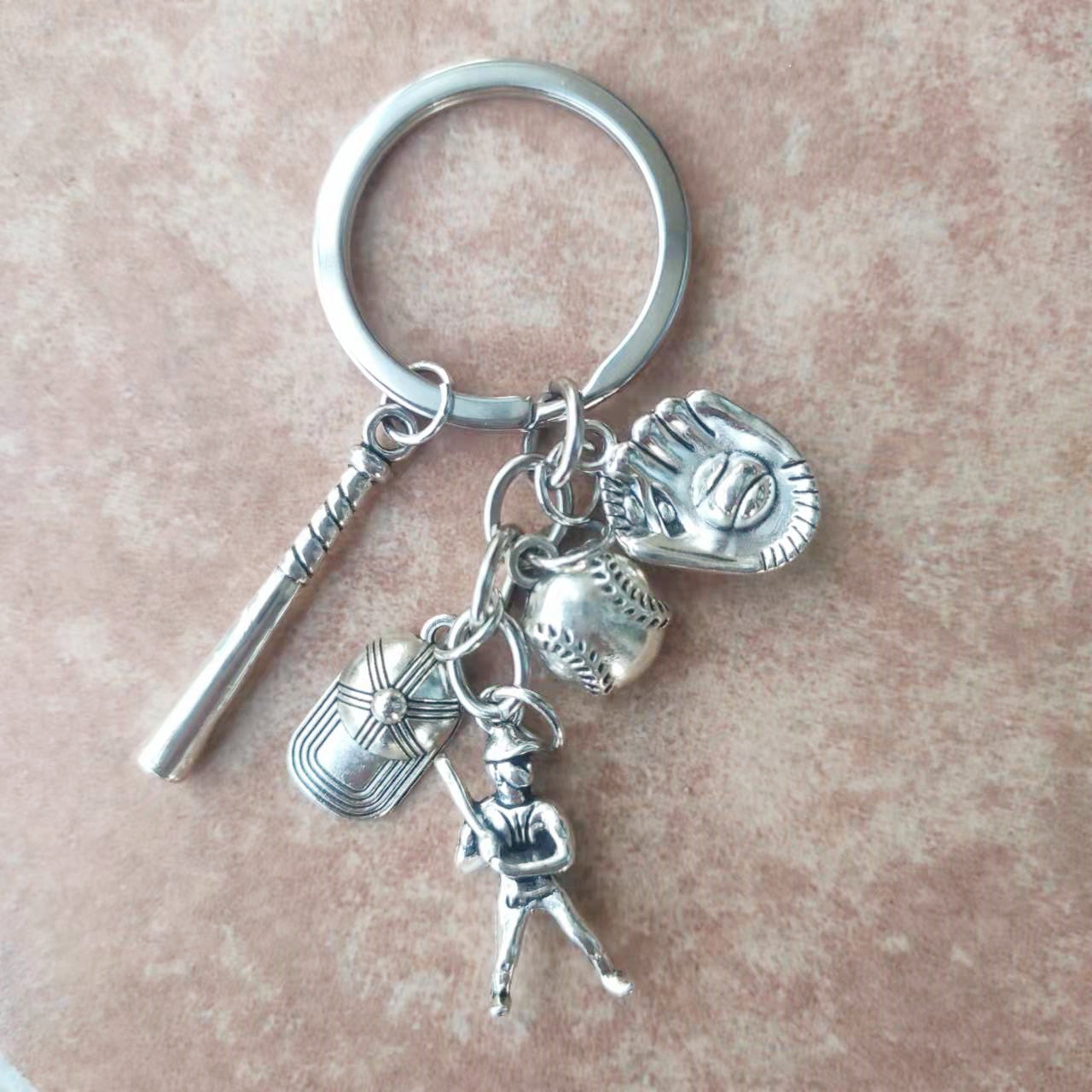 Wholesale Baseball hat bat baseball glove baseball player baseball lover keychain