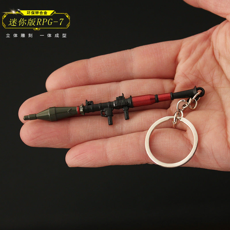 Wholesale metal chicken pendant RPG mini rocket launcher alloy keychain 9cm