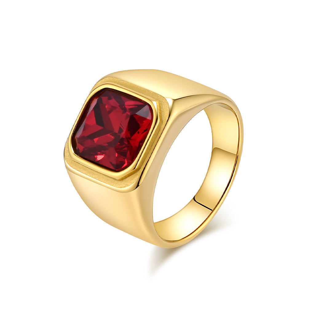 Wholesale 18K gold plated stainless steel ring with gemstone