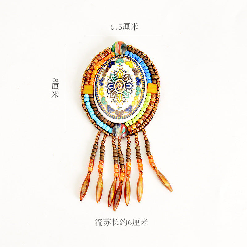 Wholesale DIY Handmade Beaded Cloth Patch Bohemian Tassel Hat Clothing Decoration