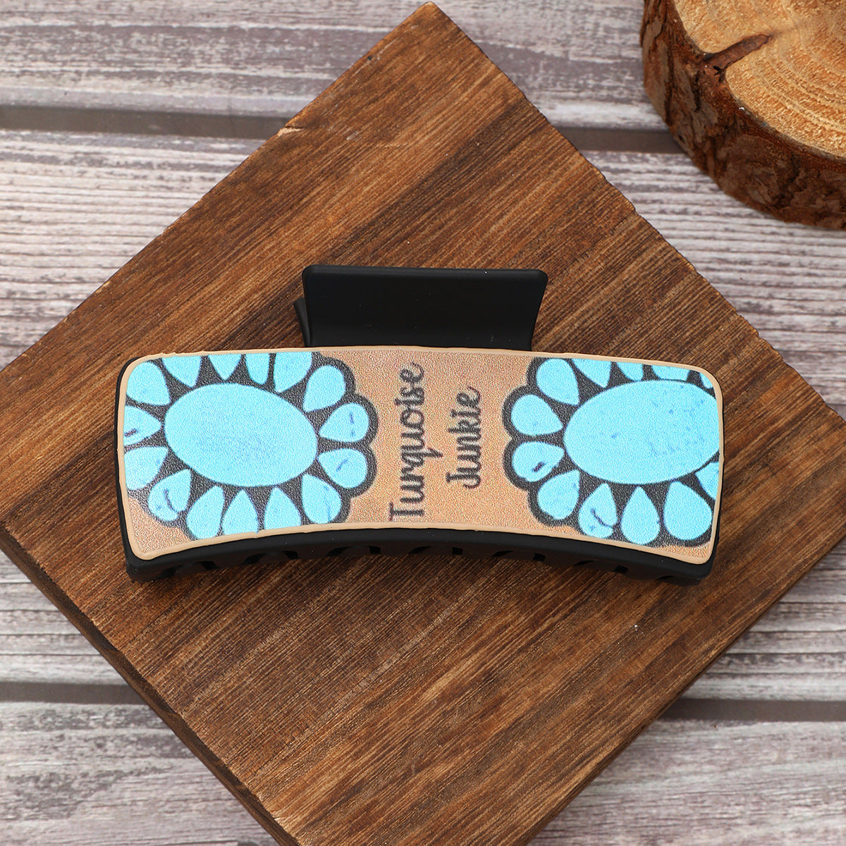 Wholesale Western Wind Sunflower Cow Pattern MAMA Leather Hair Clips