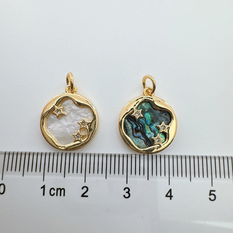 Wholesale Natural Mother of Pearl Abalone Shell Sun  Moon  and Stars Pendant
