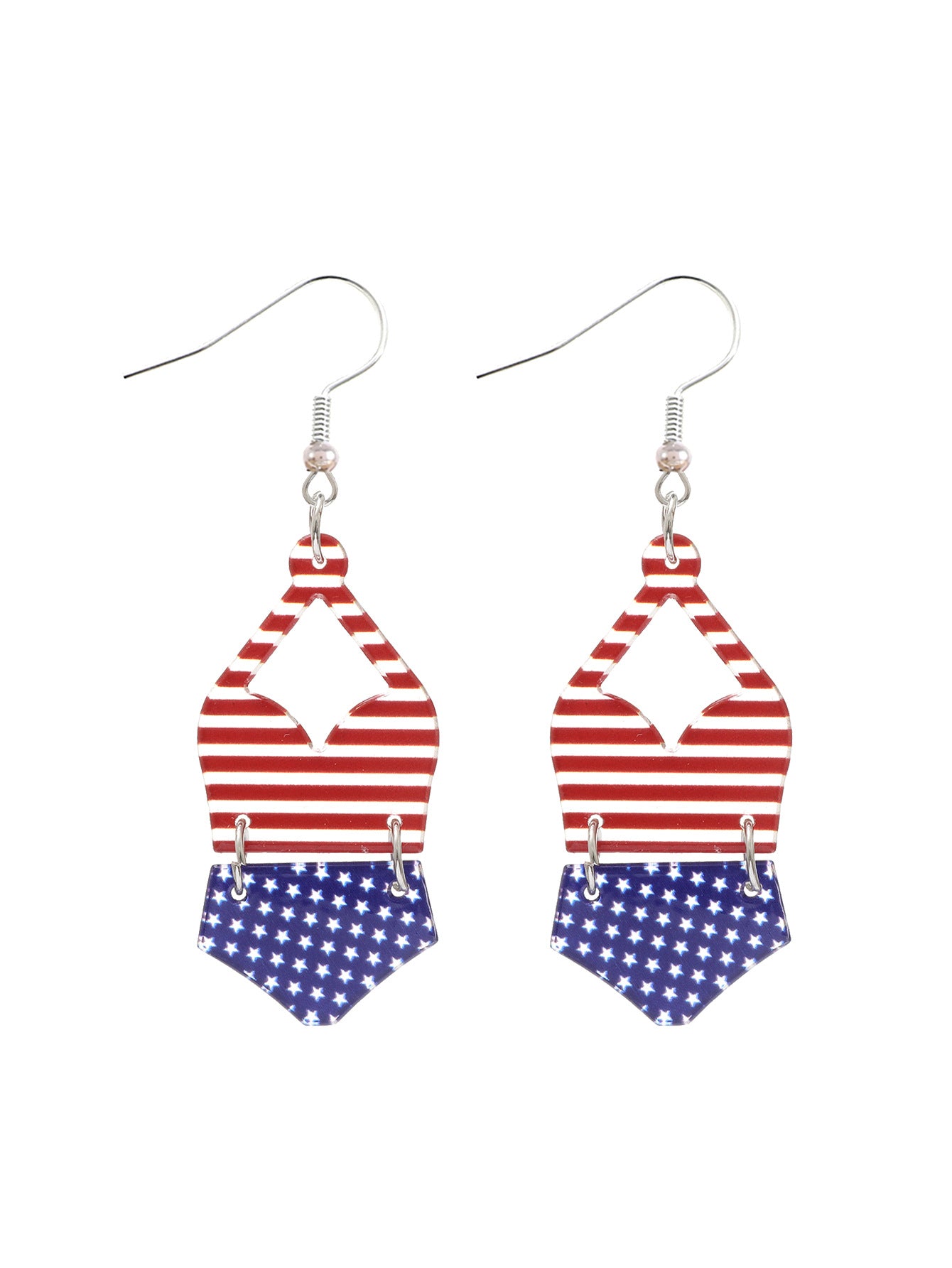 Wholesale Bikini Shape Stripe Independence Day Earrings