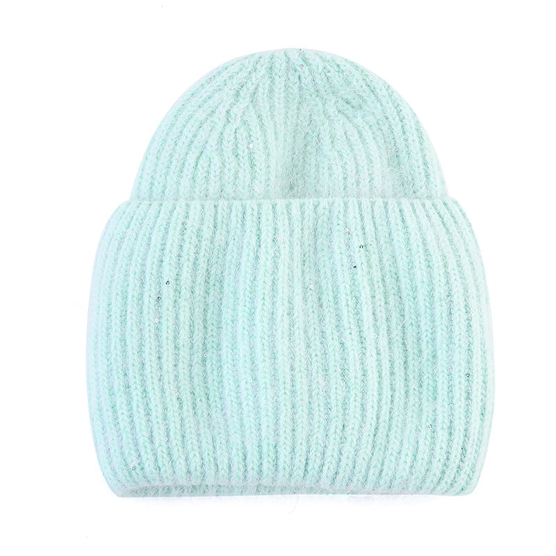 Wholesale Winter Knitted Hat Men's Woolen Hat Thickened Pure Rabbit Velvet Shiny Knitted Hat