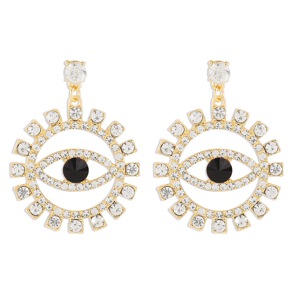 Wholesale Devil's Eye Alloy Full Diamond Earrings