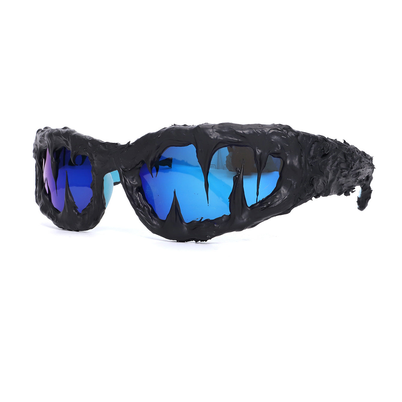 Wholesale Steampunk Fashion Trendy Personality Small Frame Shark Teeth Drop Gel Sunglasses