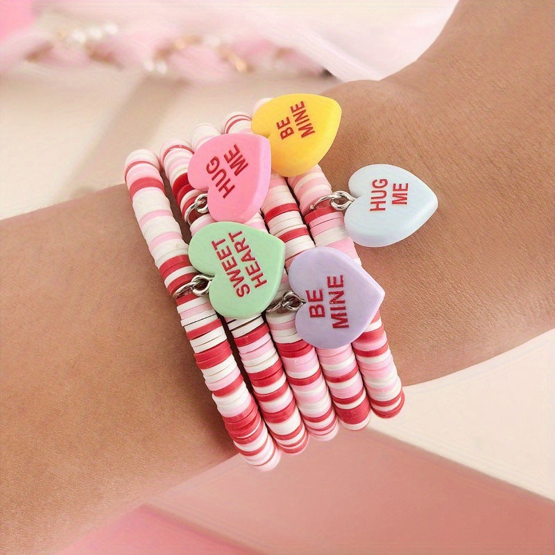Wholesale Love Tagging Soft  Cute Resin Pendant Valentine' s Day  Clay Bead Bracelet