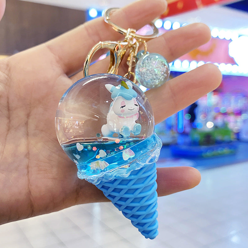 Wholesale Ice Cream Crystal Ball Quicksand Keychain