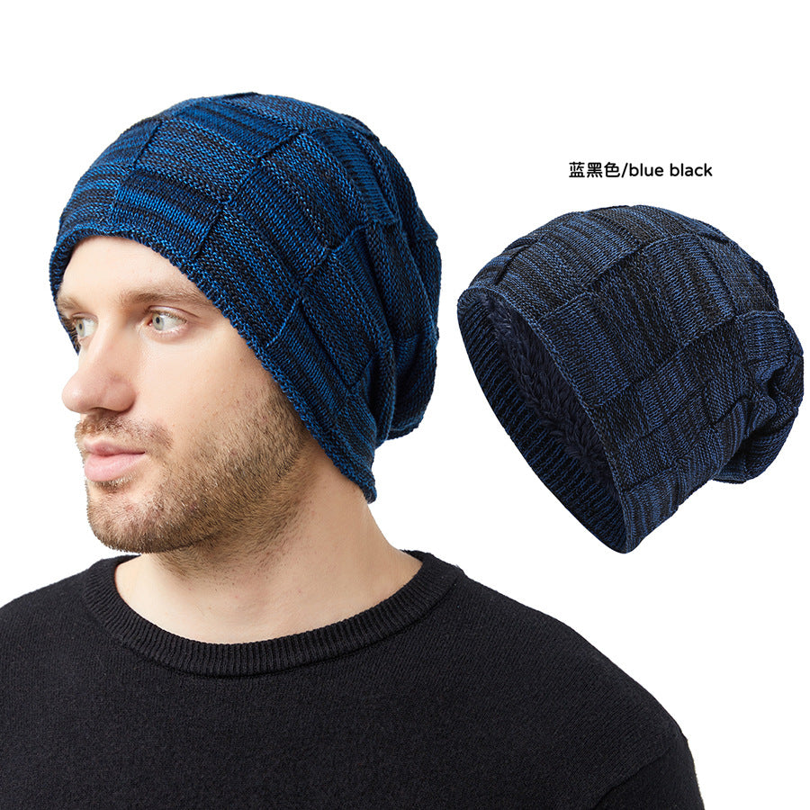 Wholesale Men's Knitted Hats Couple's Style Plus Velvet Ear Protection Pile Pullover Hat