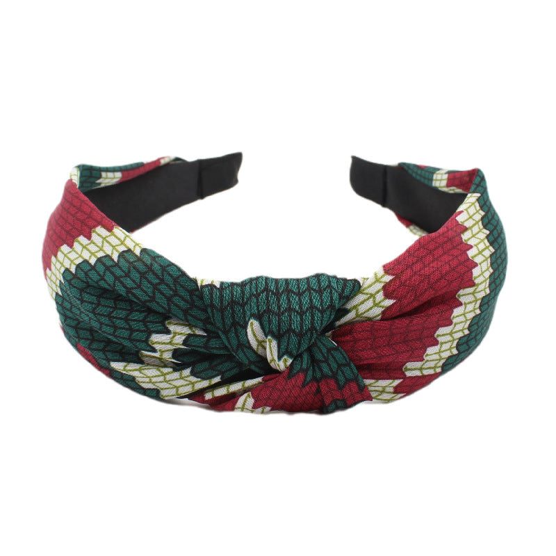 Wholesale Cross Pattern Knot Fabric Wide Edge Headband