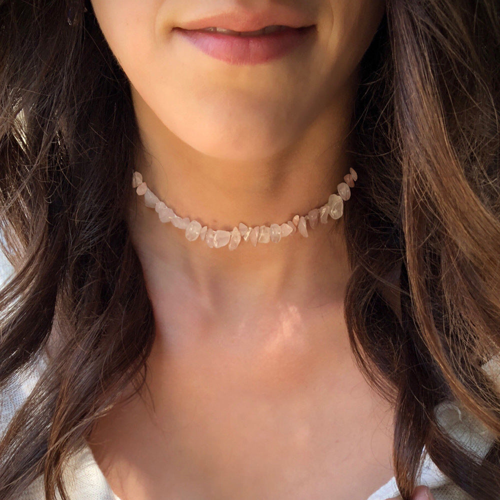 Wholesale Summer beach wind color crystal gravel necklace